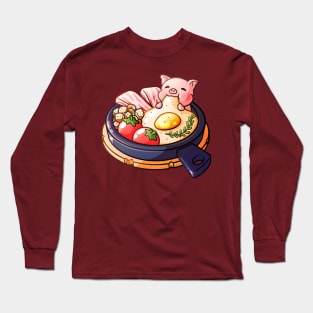 Piggy Breakfast | Bacon & Egg Hotplate Long Sleeve T-Shirt